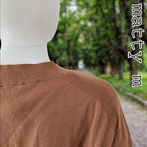 Matty M | V-Neck Sweater with Side Slits | Ribbed Hems | Camel | NWT - Picture 5 of 8